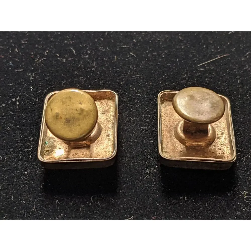 Vintage Chalcedony Cufflinks Purple Orange Golden Tone Floral Filigree Border